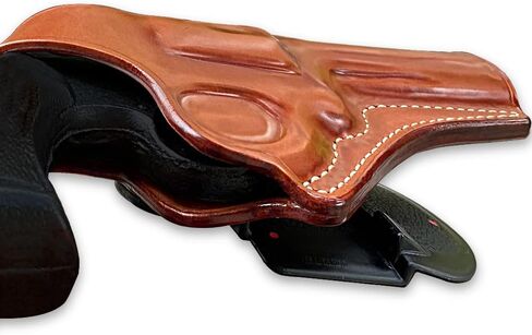 Masc OWB Leather Paddle Holster with Thumb Break, Fits .38 Special Model 10 K Frame 4-inch, R/H Draw Brown Color #1057# in Saudi Arabia