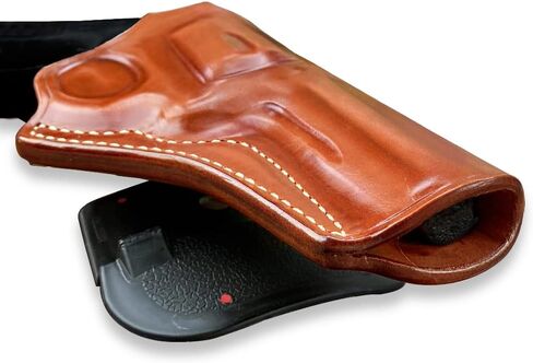 Masc OWB Leather Paddle Holster with Thumb Break, Fits .38 Special Model 10 K Frame 4-inch, R/H Draw Brown Color #1057# in Saudi Arabia