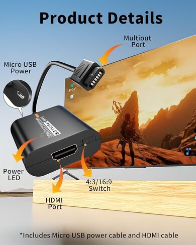 OLCLSS HDMI Adapter for N64 and Gamecube, 1080P Upscaler with USB Power in Saudi Arabia