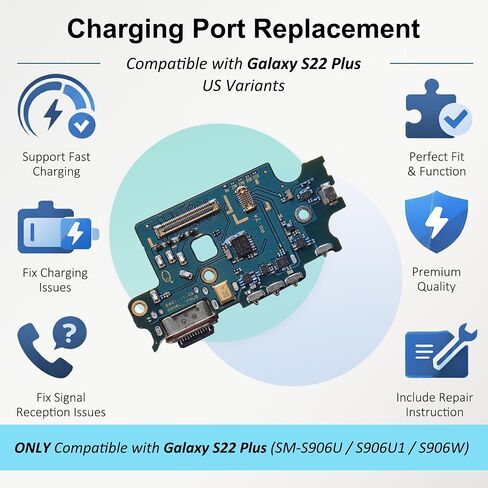 for Galaxy S22 Plus Charging Port Replacement US Version, USB-C Dock Board for Models SM-S906U SM-S906U1 SM-S906W, with Toolkit & Instruction in Kuwait