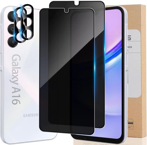 [2 + 2 Pack for Samsung Galaxy A54 Privacy Screen Protector Tempered Glass 6.4 inch, Camera Lens Protector, Case Friendly, Anti Spy, 9H Hardness, Anti Scratch, Bubble Free in Kuwait