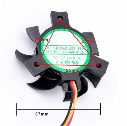 DFS401012L Diameter 37mm, Hole spacing 25x25x25mm DC12V 0.7W 3pin Soft Router Radiator Aluminum fin Cooling Fan in Kuwait