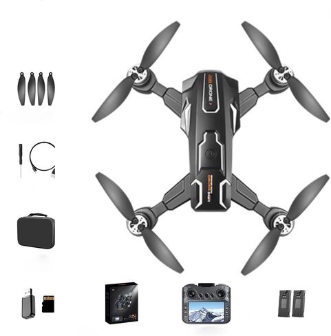 RC FPV Quadcopter with Built-in Screen Remote, HD Dual Camera Drone for Adults, Foldable Brushless Aircraft, Optical Flow Hover, Obstacle Avoidance, Under 249g, 90° Electric Adjustable Lens, Gesture Shooting for Beginners in Kuwait