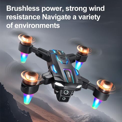 RC FPV Quadcopter with Built-in Screen Remote, HD Dual Camera Drone for Adults, Foldable Brushless Aircraft, Optical Flow Hover, Obstacle Avoidance, Under 249g, 90° Electric Adjustable Lens, Gesture Shooting for Beginners in Kuwait
