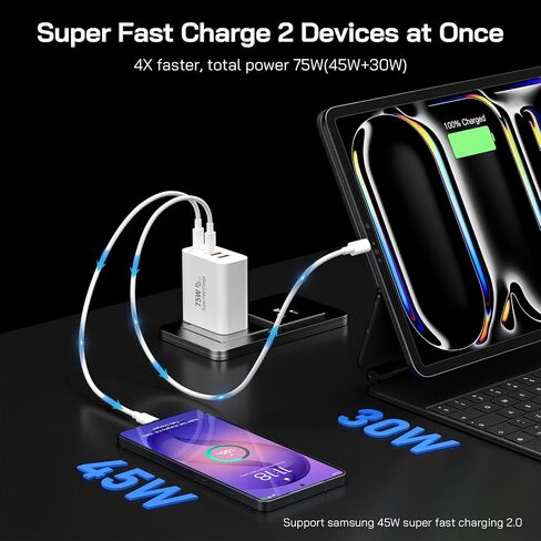 75W USB C Charger Block, 5-Port USBC Wall Charger Super Fast Charging Block in Saudi Arabia