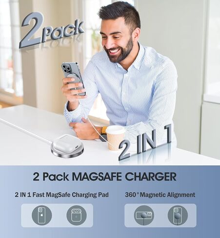 2 Pack Magnetic Wireless Charger for iPhone 16 Pro Max/16 Pro/16 Plus/16/15/15 Pro/15 Plus/15 Pro Max 15W Fast Mag Safe Charger Pad for iPhone 16/15/14/13/12 Series and AirPods 3/2/Pro 2/Pro in Saudi Arabia