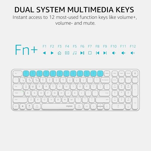 Rapoo E9350L Multi-Device Wireless Keyboard, Blade-Series E9350L 99-Key Ultra-Thin Keyboard, Support 4 Devices, Low-Profile, Quiet, USB-C, Rechargeable, Al-Alloy Frame, for Windows/Mac/Linux/Chrome in Saudi Arabia