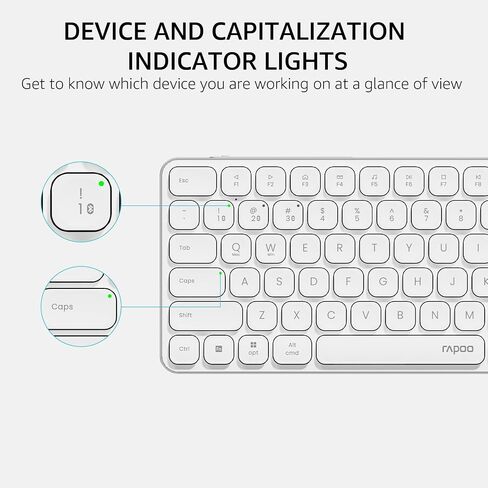 Rapoo E9350L Multi-Device Wireless Keyboard, Blade-Series E9350L 99-Key Ultra-Thin Keyboard, Support 4 Devices, Low-Profile, Quiet, USB-C, Rechargeable, Al-Alloy Frame, for Windows/Mac/Linux/Chrome in Saudi Arabia