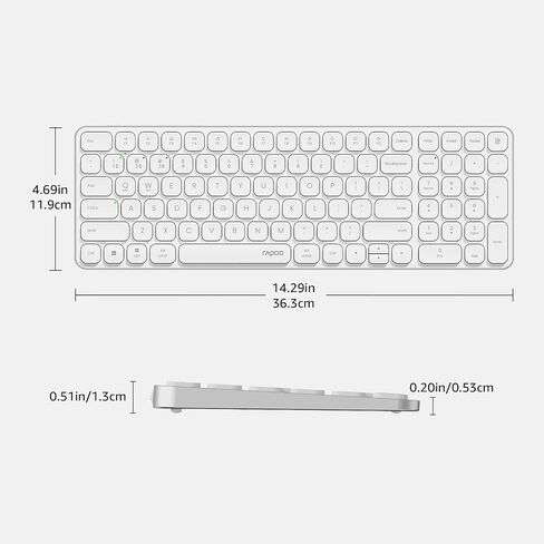 Rapoo E9350L Multi-Device Wireless Keyboard, Blade-Series E9350L 99-Key Ultra-Thin Keyboard, Support 4 Devices, Low-Profile, Quiet, USB-C, Rechargeable, Al-Alloy Frame, for Windows/Mac/Linux/Chrome in Saudi Arabia