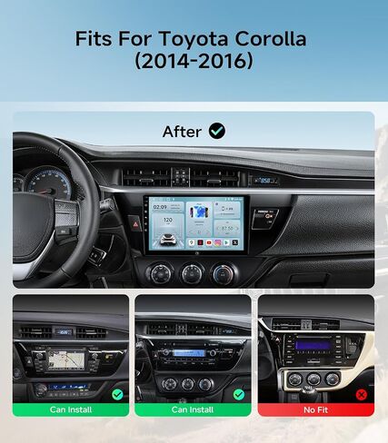 Car Radio Stereo for Toyota Corolla 14-16, Wireless CarPlay Android Auto in Saudi Arabia