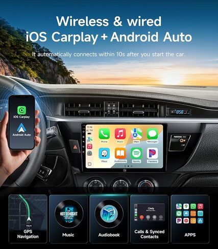 Car Radio Stereo for Toyota Corolla 14-16, Wireless CarPlay Android Auto in Saudi Arabia