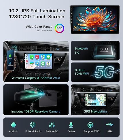Car Radio Stereo for Toyota Corolla 14-16, Wireless CarPlay Android Auto in Saudi Arabia