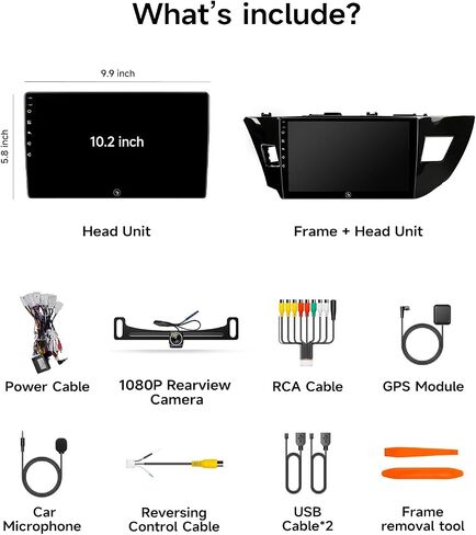 Car Radio Stereo for Toyota Corolla 14-16, Wireless CarPlay Android Auto in Saudi Arabia