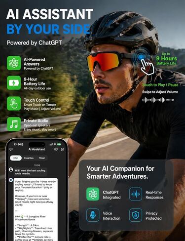AI Smart Glasses,30MP Camera,4K HD Video Recording, Sport Sunglasses Orange in Saudi Arabia