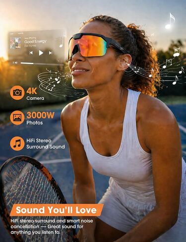 AI Smart Glasses,30MP Camera,4K HD Video Recording, Sport Sunglasses Orange in Saudi Arabia