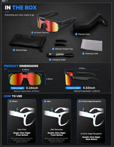 AI Smart Glasses,30MP Camera,4K HD Video Recording, Sport Sunglasses Orange in Saudi Arabia
