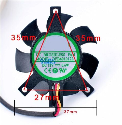 DFB401012L DC12V 0.6W Diameter 37mm Hole Pitch 35x35x27mm 3pin Soft Router Cooling Fan in Kuwait