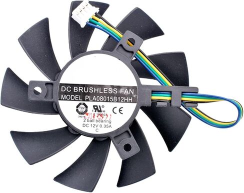 Diameter 75mm, Pitch 40mm DC12V 0.35A 4-Wire 4pin Double Ball Bearing Graphics Card Cooling Fan(4 Lines 4pin) in Kuwait