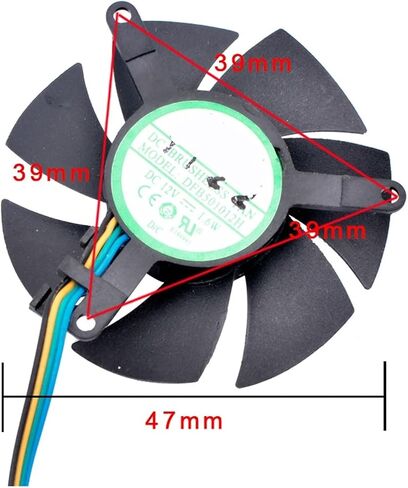DFB501012H 47mm Diameter 39mm Pitch DC12V 1.6W 4pin Cooling Fan for Soft Router Aluminum Graphics Card in Kuwait