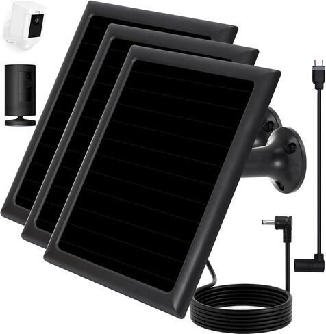 Solar Panel Charger for Ring Camera, Compatible with Ri ng Stick Up Cam Battery, Ring Spotlight Plus/Pro, Ri ng Stick up Pro, Waterproof 6w5v 3Pack (Black) in Saudi Arabia