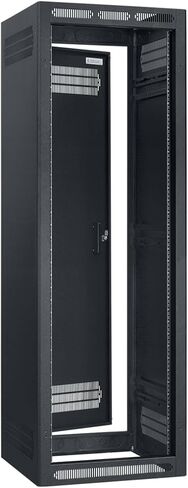 Lowell LER-3522 LER Series 35U x 22 Inches Deep Enclosed AV Rack with Rear Door; Configurable Top with 7U Opening for 19 Inches Panels; Welded Sides with Vents; Black Finish in Saudi Arabia