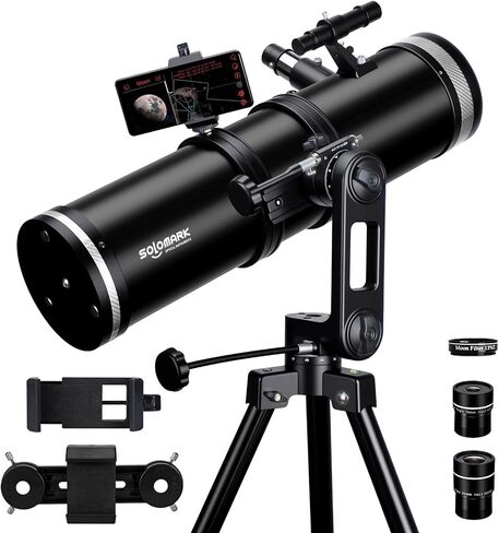 SOLOMARK 130mm Professional Astronomical Telescope, High Powered 650mm Focal Length Telescopes for Adults & Beginners, Alt-Az Mount with Fine Adjustment, Dual Phone Adapters,Moon Filter in Saudi Arabia