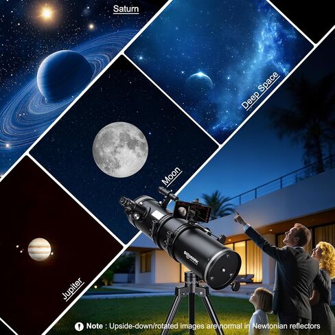 SOLOMARK 130mm Professional Astronomical Telescope, High Powered 650mm Focal Length Telescopes for Adults & Beginners, Alt-Az Mount with Fine Adjustment, Dual Phone Adapters,Moon Filter in Saudi Arabia