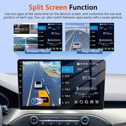 10 Inch Motorsi [4+64G] Wireless CarPlay Car Stereo Radio For Jeep Dodge/Chrysler Universal package, Touchscreen Bluetooth Audio with Android Auto GPS Navigation Mirror Link WiFi RDS Backup Camera MIC in Kuwait
