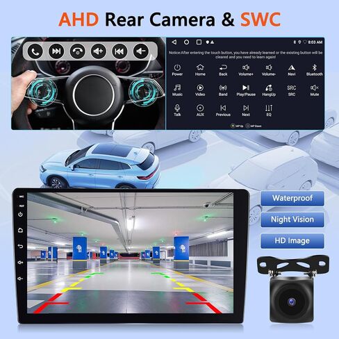 10 Inch Motorsi [4+64G] Wireless CarPlay Car Stereo Radio For Jeep Dodge/Chrysler Universal package, Touchscreen Bluetooth Audio with Android Auto GPS Navigation Mirror Link WiFi RDS Backup Camera MIC in Kuwait