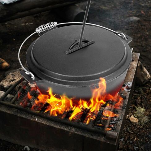 Cast Iron Dutch Oven Lid Lifter 7.7 Inch – Spiral Handle for Securely Lift Hot Lids, Outdoor Camping and Hiking, Heat-Resisting Grip Design in Saudi Arabia