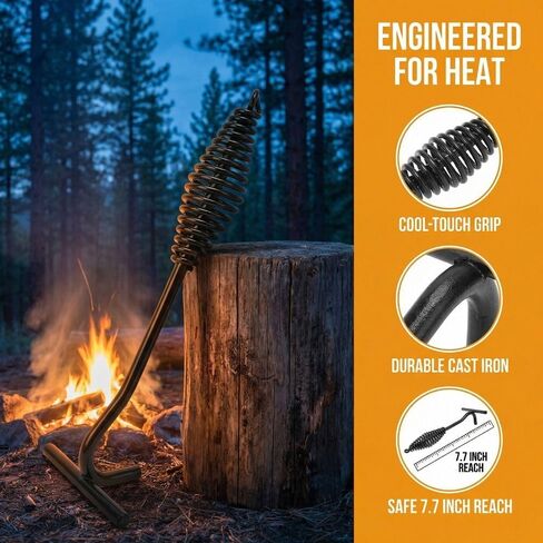 Cast Iron Dutch Oven Lid Lifter 7.7 Inch – Spiral Handle for Securely Lift Hot Lids, Outdoor Camping and Hiking, Heat-Resisting Grip Design in Saudi Arabia
