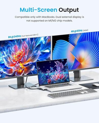 VENTION 6-in-2 USB C Hub for MacBook Neo/Air/PRO, 80Gbps Detachable Magnetic 8K USB-C Dock with 4K@240Hz HDMI, 140W MAX PD for Laptops/ipad, Charging Multiport Adapter(Silver) in Saudi Arabia