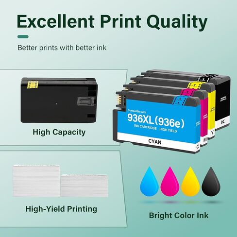 936XL 936 936e Ink Cartridges Combo Pack for HP Printer OfficeJet Pro 9125e in Saudi Arabia