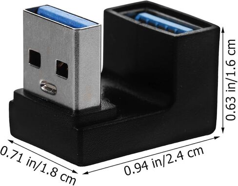 2pcs USB 3.0 Male to Female 90 Degree Adapter, Upward Bent Extension in Kuwait