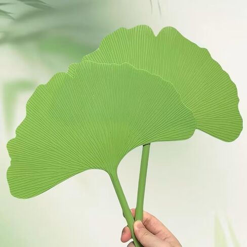 10pcs Large Ginkgo Leaf Hand Fan Set, Thickened Plastic Drop-Proof Durable Lightweight Handheld Fan, for Summer Home Cooling, Dual-Use as Artistic Ornament and Wedding Photo Prop in Kuwait