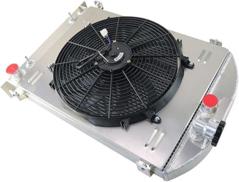 62MM 4 Row Core All Aluminum Radiator & Fan Shroud compatible with Ford Model A Hot Rod Chevy V8 Engine in Saudi Arabia