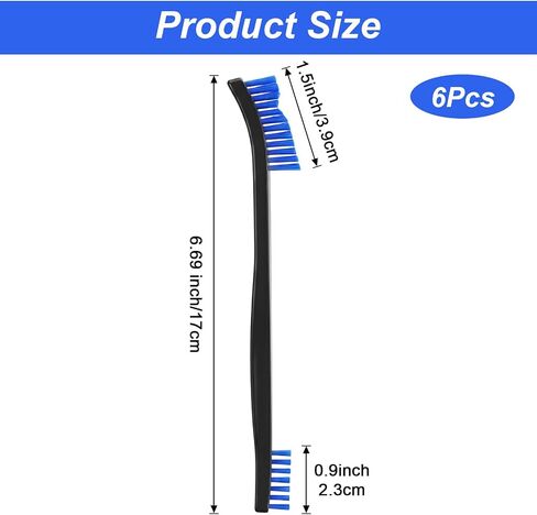 6 Pcs Double-Ended Cleaning Brush 7 in Nylon Bristle Brushes in Saudi Arabia