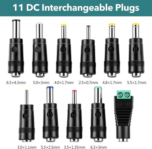 11Pcs DC Adapter Plug Kit, Universal 5.5mm x 2.1mm AC Cord Connector in Saudi Arabia
