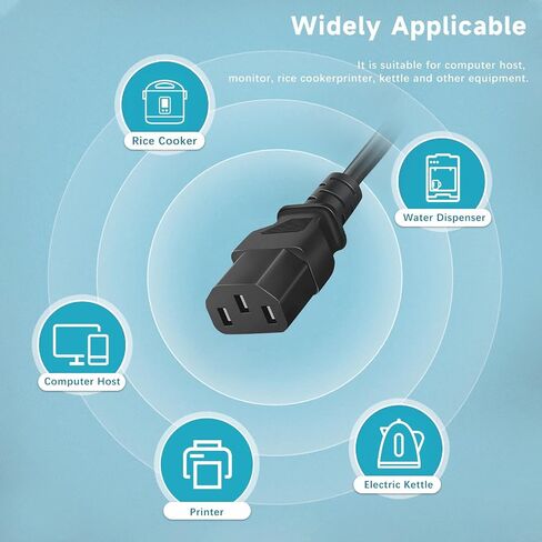 Power Cord Compatible with Select Dell Inspiron and XPS Laptop Charger Adapters, 18AWG NEMA 5-15P to IEC 60320 C13 Replacement AC Power Cable, 125V 10A Heavy Duty, Black, 3FT in Saudi Arabia