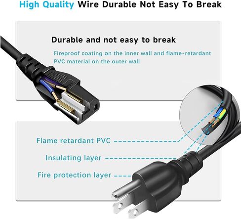 Power Cord Compatible with Select Dell Inspiron and XPS Laptop Charger Adapters, 18AWG NEMA 5-15P to IEC 60320 C13 Replacement AC Power Cable, 125V 10A Heavy Duty, Black, 3FT in Saudi Arabia