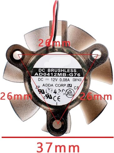 AD0412MB-G76 قطر 37 مللي متر فتحة الملعب 26 مللي متر DC12V 0.08A 2pin كمبيوتر صناعي راوتر الرسومات مروحة التبريد in Kuwait