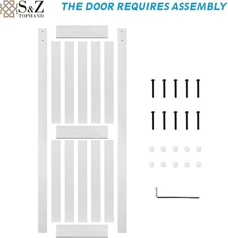 S&Z TOPHAND® 42in x 80in MDF Barn Door with 8FT Sliding Door Hardware Kit, Solid Barn Door Slab Covered with Water-Proof PVC Surface in Saudi Arabia