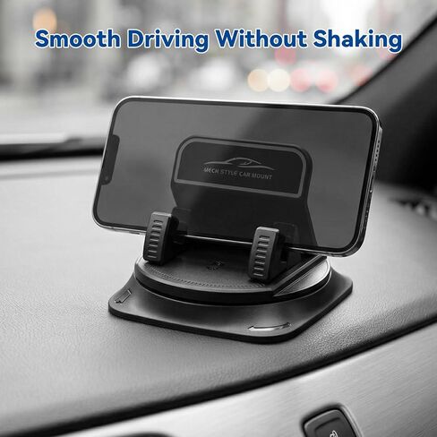 360 Degree Rotation Dashboard Phone Holder for Car, Auto Dash Cell Phone Holder with Anti-Slip Grips, One-Hand Operation Vehicle Navigation Bracket for Most Smartphones in Saudi Arabia
