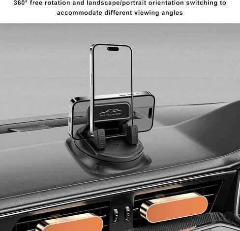 360 Degree Rotation Dashboard Phone Holder for Car, Auto Dash Cell Phone Holder with Anti-Slip Grips, One-Hand Operation Vehicle Navigation Bracket for Most Smartphones in Saudi Arabia