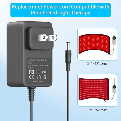24V Charger Compatible with Pedete 24’’ x 12’’Large and 39’’ x 24’’ MAX Red Light Therapy for Body Power Cord Replacement in Saudi Arabia