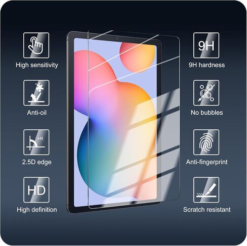 2-Pack Screen Protector for Samsung Galaxy Tab S6 Lite [10.4 Inch] (2024/2022/2020)(SM-P620/P625/P613/P619/P615/P610), Tempered Glass Film, HD, Anti-Scratch, 9H Hardness, Case Friendly in Saudi Arabia
