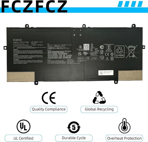 بطارية C22N2211 75Wh 9702mAh بديلة لـ Asus Zenbook 14 OLED UX3405MA UX3405ZA UX3405VA Series 0B200-04400000 2ICP5/49/120-2 7.74V in Kuwait