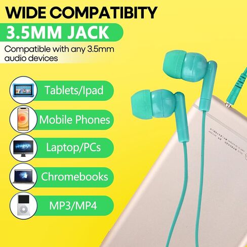 Kids Earbuds Bulk 10 Pack for Classroom School, Multi Colored Wired Earphones with 3.5 mm Jack for Students Children Boys Girls Toddler Adult in Saudi Arabia