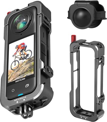 REYGEAK for Insta360 X4 Case, Aluminium Utility Frame for Insta360 X4,Protective Cage with Silicone Lens Cover,Cold Shoe Interface with 1/4" Threads Cold Shoe Mount Folding Fingers in Saudi Arabia