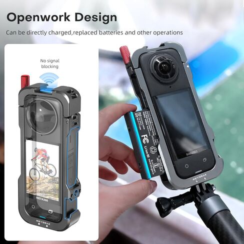 REYGEAK for Insta360 X4 Case, Aluminium Utility Frame for Insta360 X4,Protective Cage with Silicone Lens Cover,Cold Shoe Interface with 1/4" Threads Cold Shoe Mount Folding Fingers in Saudi Arabia